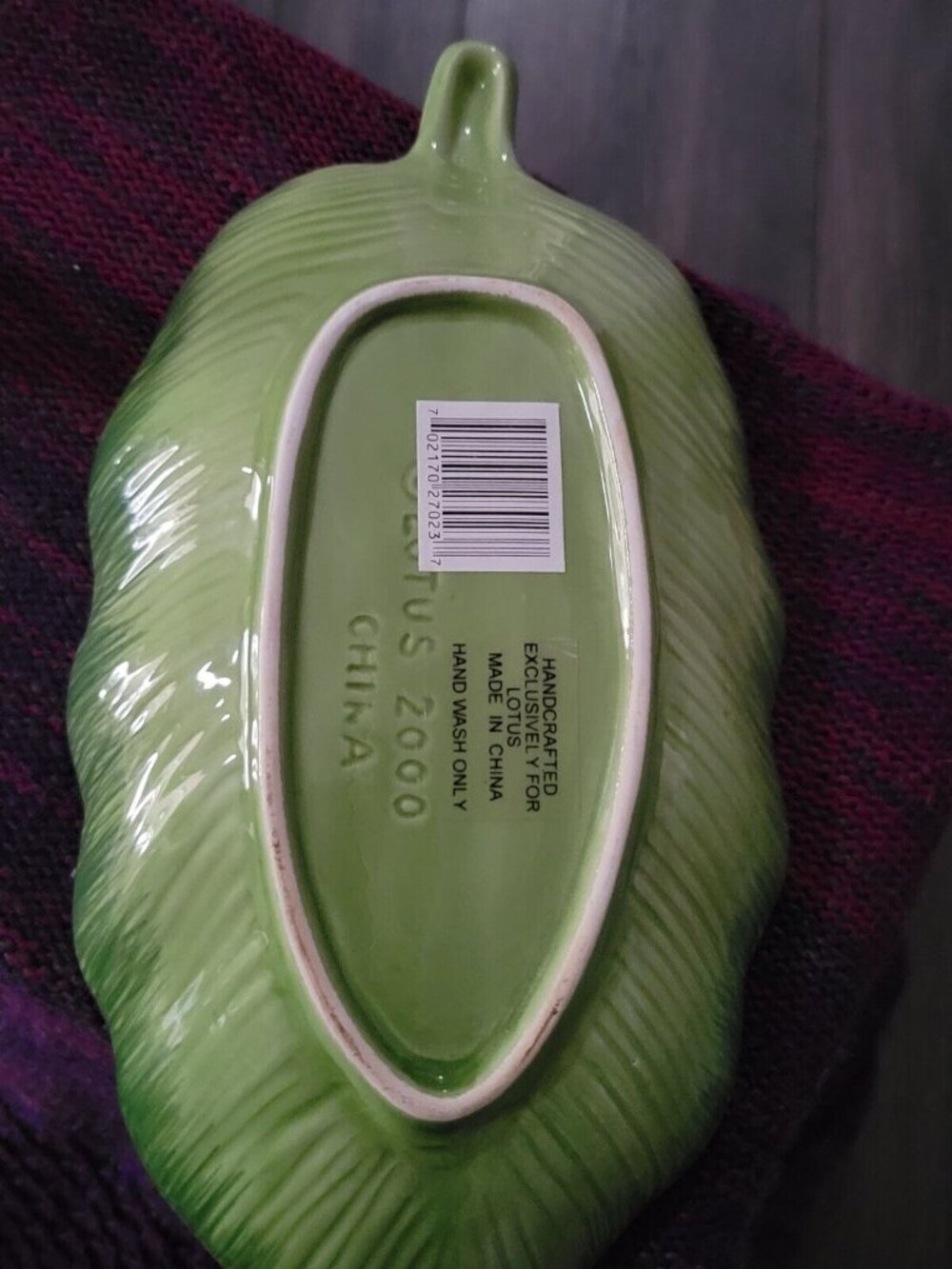 Lotus 2000 Green Ceramic Palm Banana Leaf Removable Frog Dish Tray Decor 10x5in - Picture 6 of 7